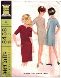8458 McCalls 1966 Front Yoke Short Sleeve Dress Pattern size 14 34B Uncut